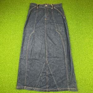 Vintage Quizz New York Blue Denim Back Slit Maxi Skirt Sz 7/8